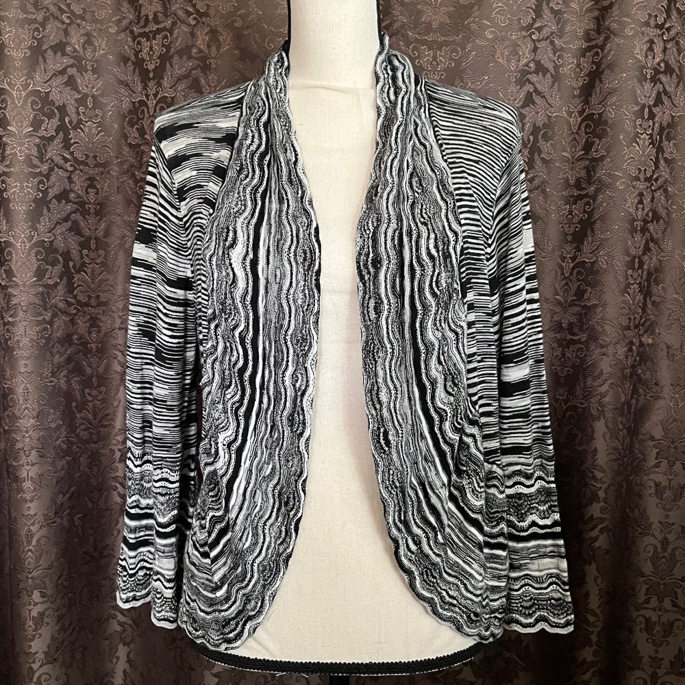 Nine West Cardigan Lightweight Black & White Knit Soft & Comfy Size XL NWOT